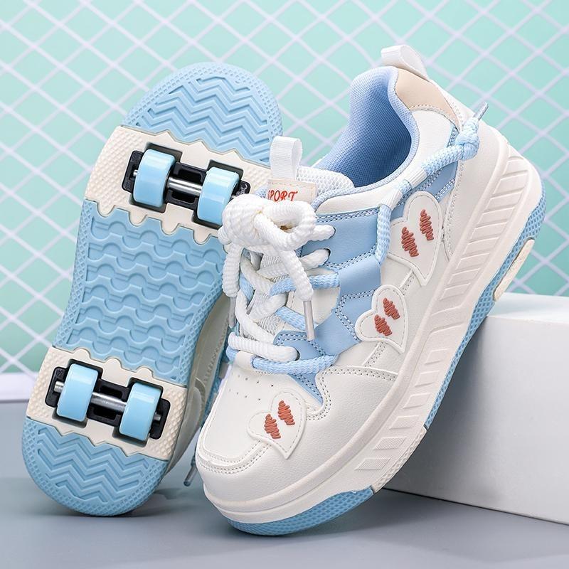 Children's runaway shoes Boys' roller skating four-wheel runaway shoes Students' youth skates Double-row girls' pulley shoes