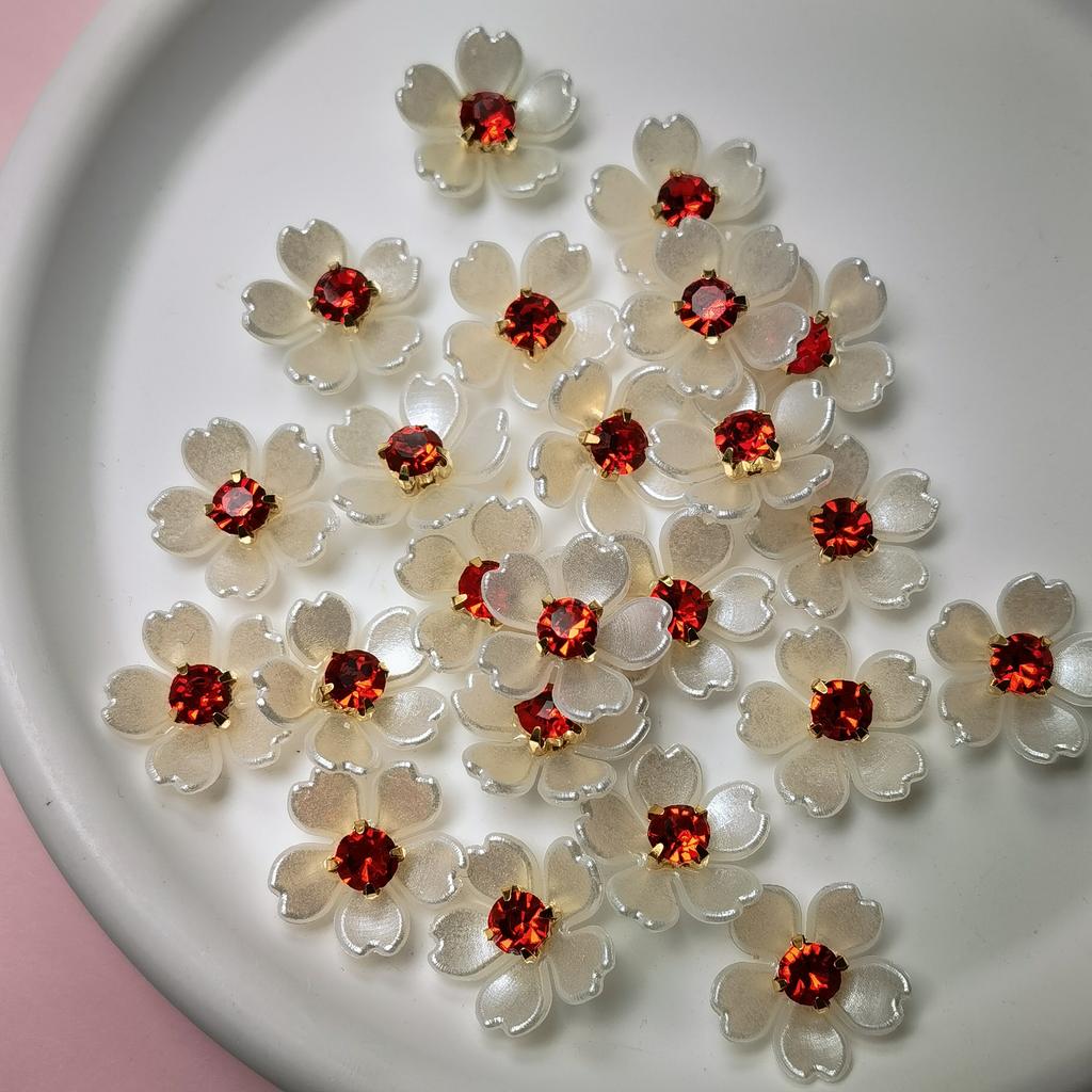Plastic Rhinestone Flower-Shaped Decorations DIY Hair Accessories Clothing Ornament Handmade Bouquet Flower Heads Material