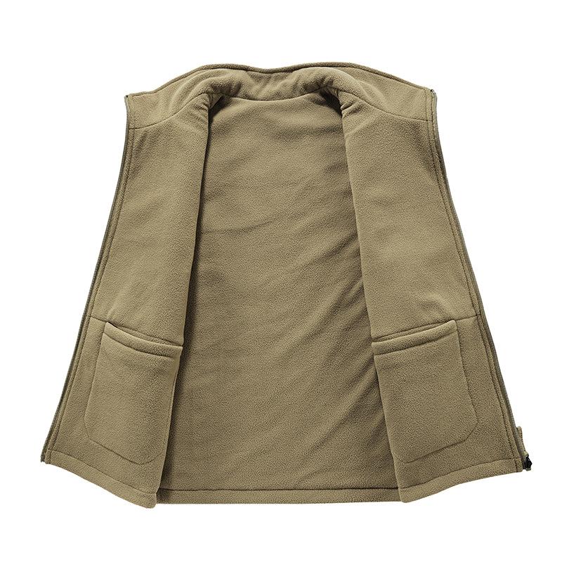 Autumn and Winter Men's Outdoor Double-sided Wear Plus Velvet Vest Multi-pocket Casual Tooling Vest Sleeveless Jacket