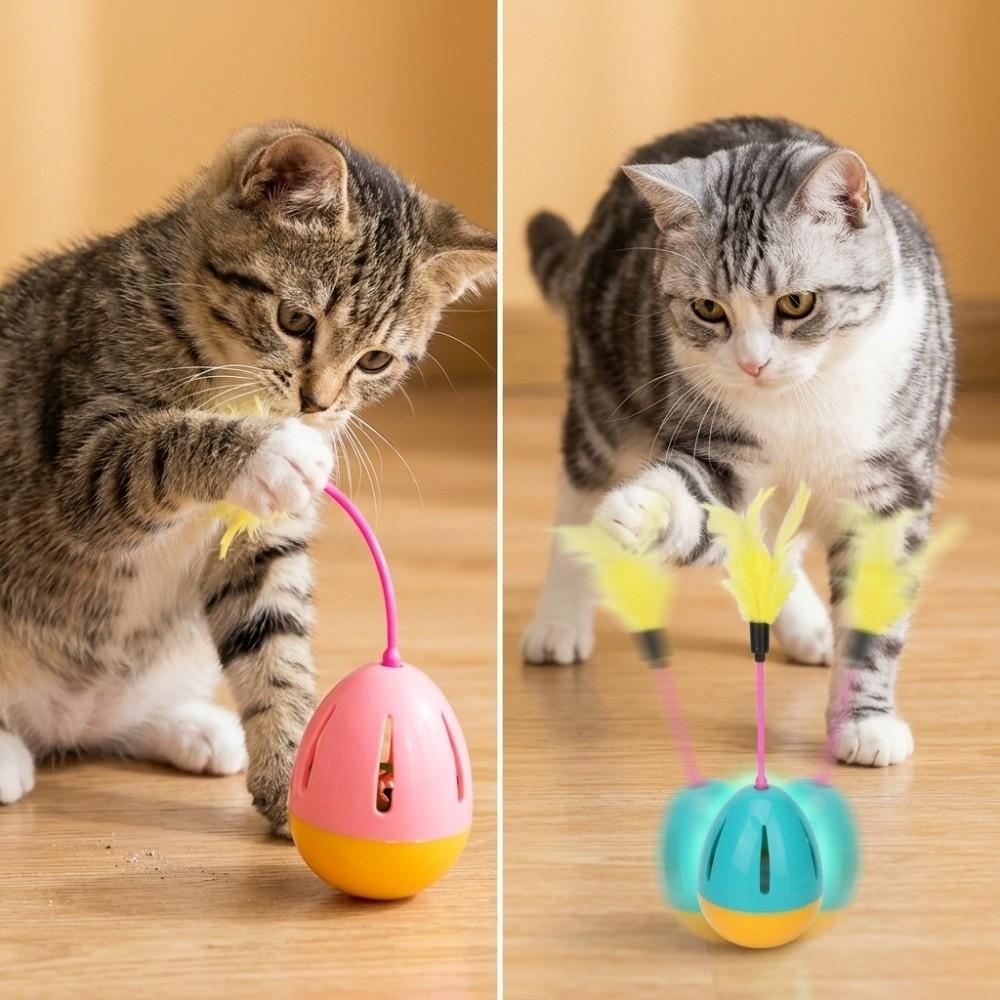 Detachable Plush Tassel Tumbler Cat Feeder Toy Interactive Kitten Play Toy  Indoor Kitten Amusement