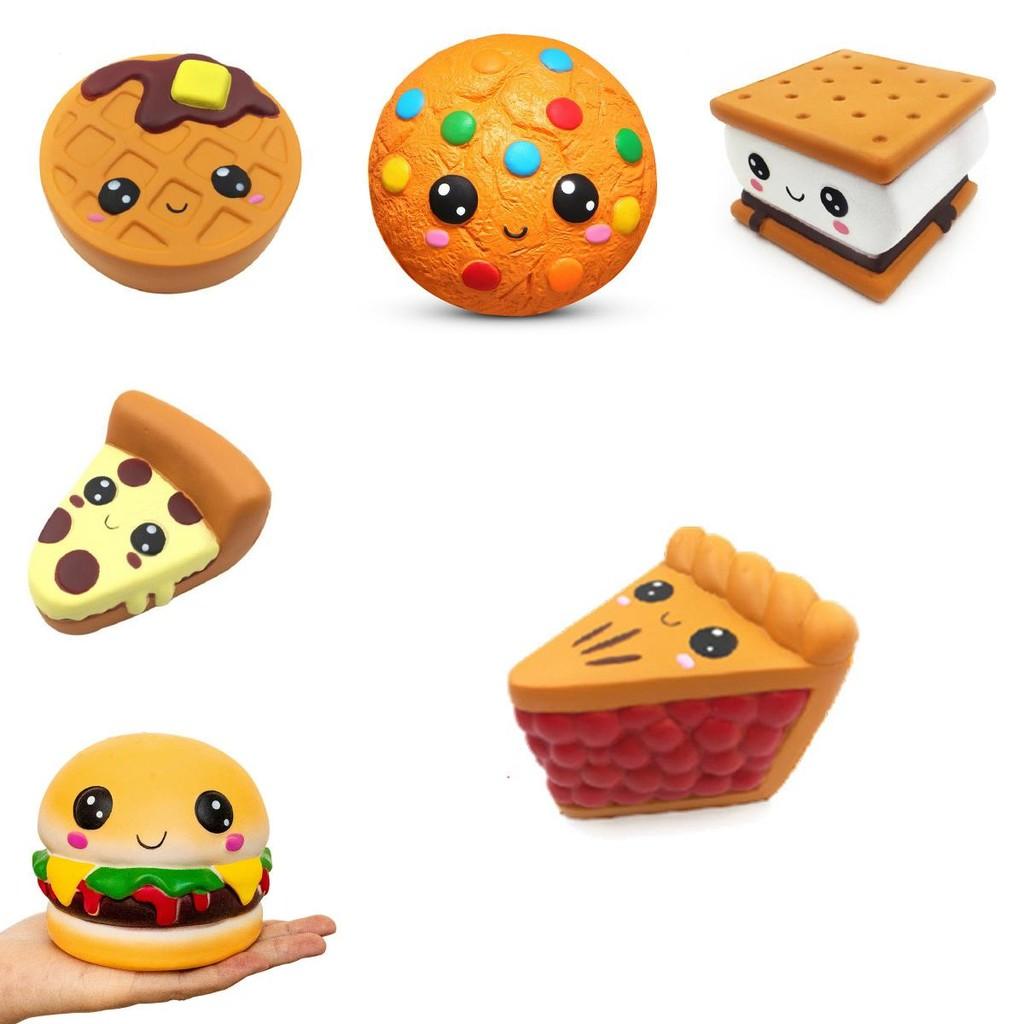 Squishy Emoji Cookies Pizza Hamburg Slow Rising Stress Reliever Toy Squeeze