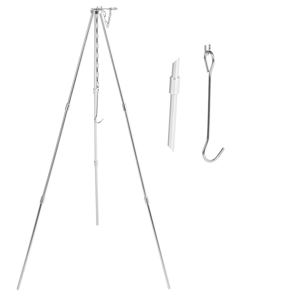 Portable Outdoor Cooking Tripod with Adjustable Hang Chain Hanging Pot Grill Stand Cookware