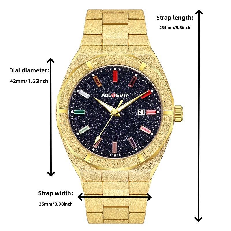 Waterproof Quartz Wristwatches Luxury All Stainless Steel Paul Rich Style Hip Hop Luminous Star Dust Frosted Watch