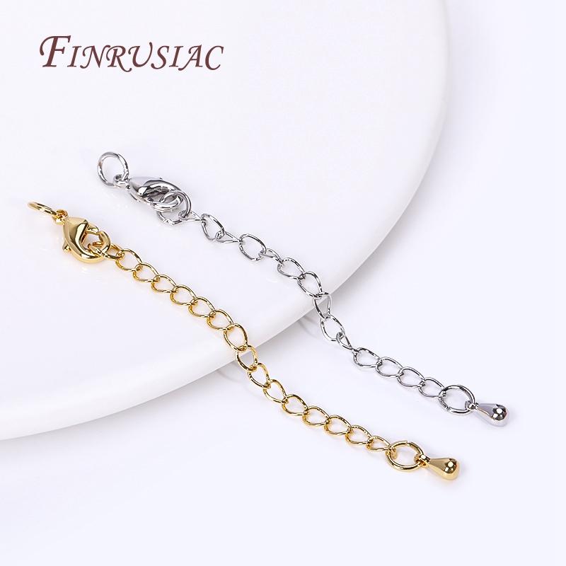 10/12mm Lobster Clasps Extension Chain,Rhodium/ 18K Real Gold Plated Brass 66mm Extension Tail Chain DIY Jewelry Making Findings