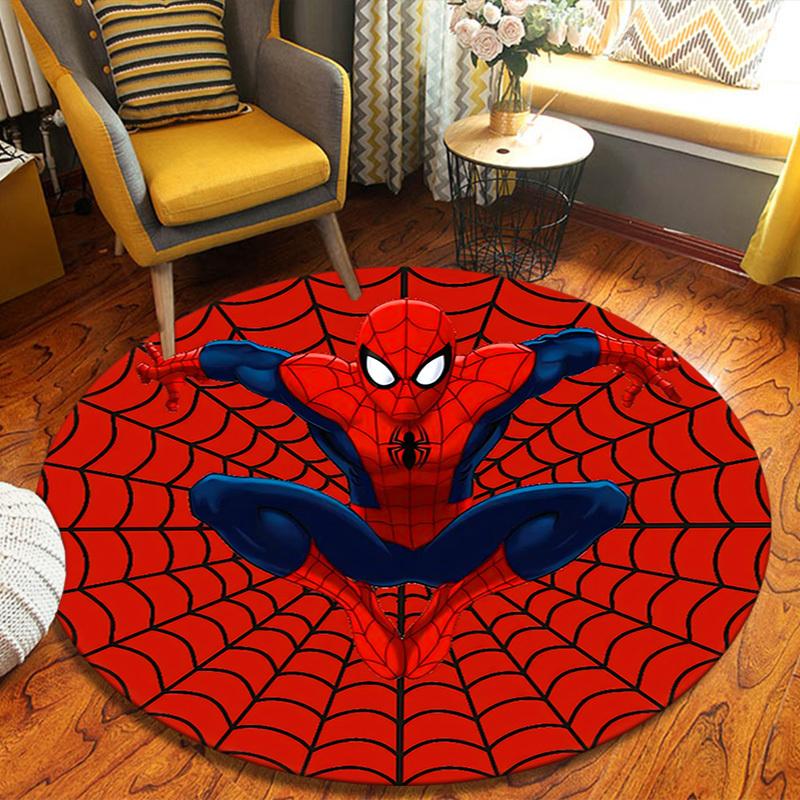 

1pc Marvel Spider-Man Round Area Rug - Non-Slip, Machine Washable Polyester Carpet For Living Room & Bedroom Decor 80cm