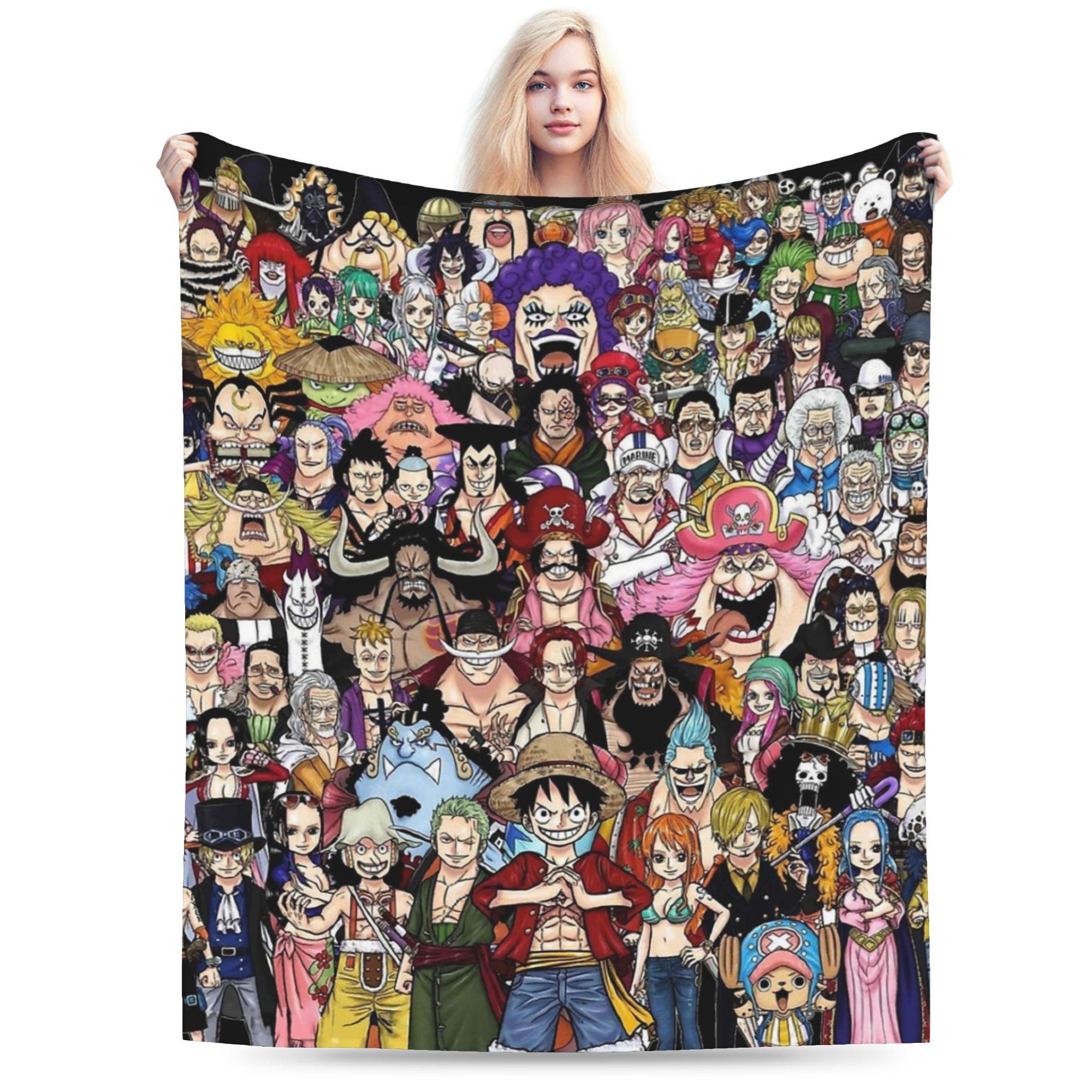 

One Piece Anime Blanket Wool Funny Warm Throw Blankets for Chair Covering Sofa Summer 150x125cm 60x50in