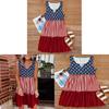 Vintage American Flag Sleeveless Vneck Dress With Polyester Fabric For Casual Wear