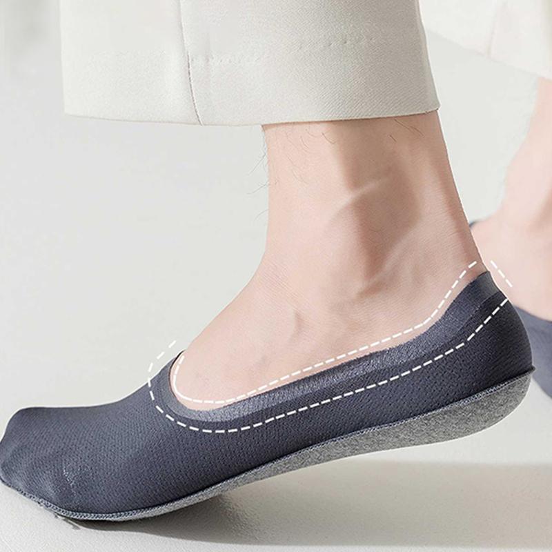 Men's Invisible Low Cut Cotton Socks Casual Breathable Silicone Non-slip Comfortable Bottom Mesh Socks