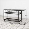 Garden Trolley Barbecue Cart on Casters with Foldable Side Tray, Three Shelves, 133 x 48.5 x 82 cm, Black