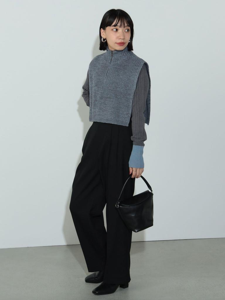 Knit Half Zip Knit CHARCOAL GRAY ONE SIZE [Beams Heart] L/S (Set Item) Women's