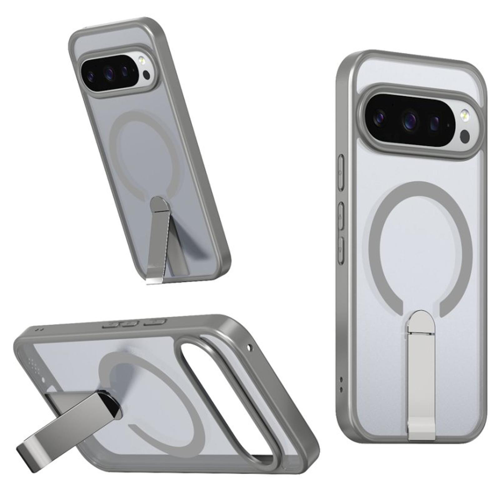 

For Google Pixel 10 Pro XL/9 Pro XL Case Compatible with MagSafe Kickstand TPU+Acrylic Phone Cover Titanium Grey