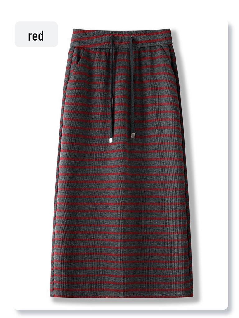 Damen Gestreifter Midirock mit Hoher Taille und Figurbetonter Passform - Frühjahrskollektion 2025