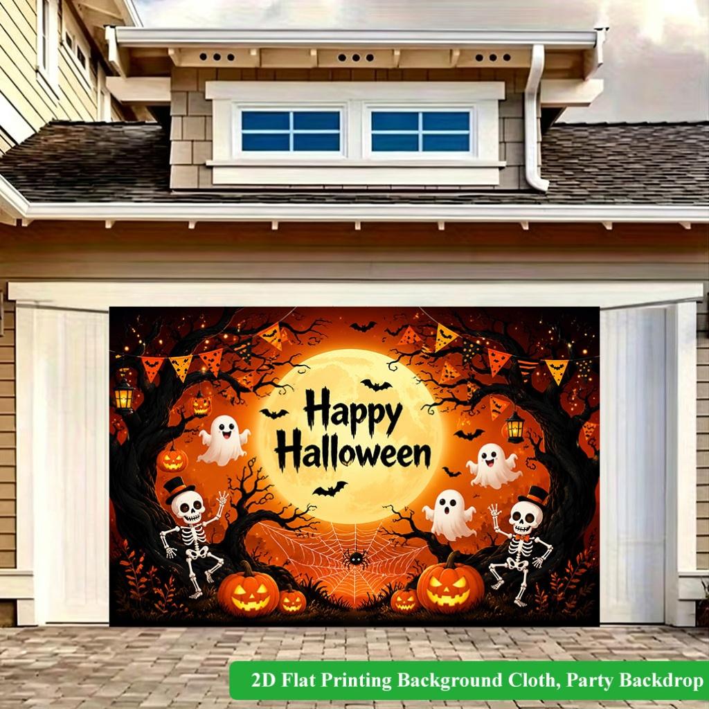 2D Flat Backdrop1pc Halloween Pumpkin Ghost Backdrop Banner Polyester Wall Decor For Living Room Bedroom Office Outdoor Decor Holiday Gift