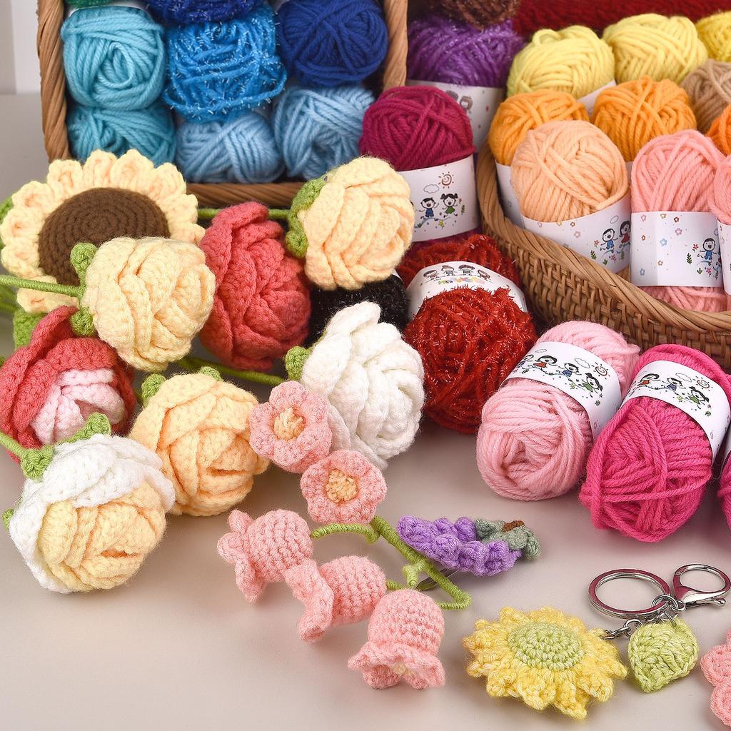 12Color Set Kids DIY Knitting Crochet Yarns Colorful Material For Needlework Sewing Hand Crafting Wool Ball Hat Dolls Soft Sewin