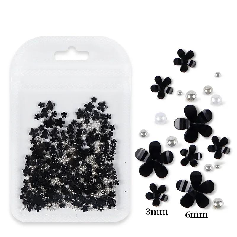 200 Stück/Beutel Nagelkunst-Dekoration Gemischte Größe Zarte 3D Harzblumen Strass-Nagelteile Maniküre-Werkzeug Nägel Design-Zubehör