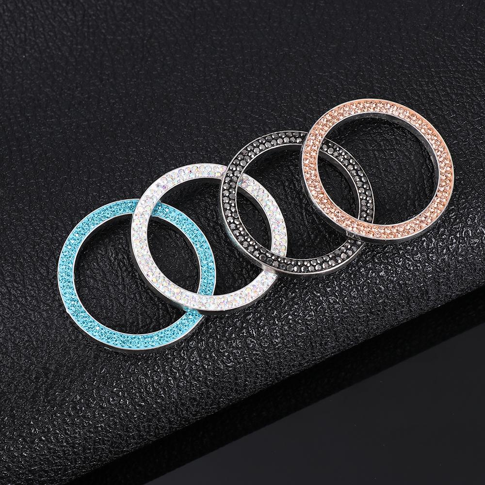 Cars One-Key Engine Start Stop Ignition Push Button Switch Cover Decorative Rhinestone Diamond Crystal Ring Car Parts