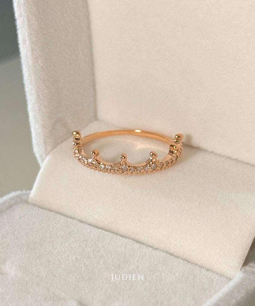 Judien 14K 18K Petit Crown Cubic Ring