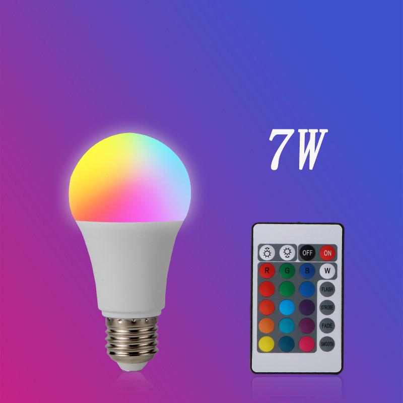 16 Colors RGB Bulb LED Multicolor E27 7W 8W 9W AC220V Household Lighting Dimmable 24 Key Remote Control Atmosphere Neon Light