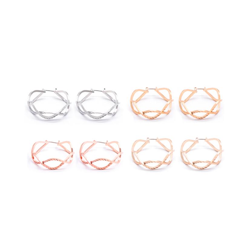 Geometryczne Modne Skręcane Skręcane Hollow Carving Kolczyki