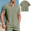 Men's Summer Lapel Button-Up Breathable Linen Polo Shirt & Casual Short Set