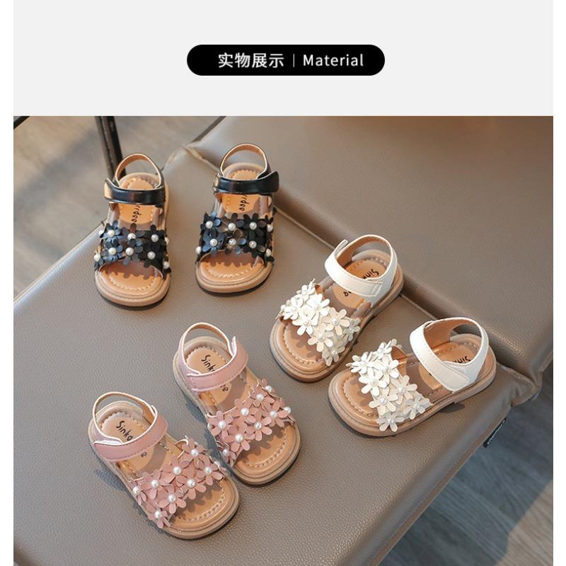 New Summer Girls Shoes, Floral Princess Korean Style Beach Sandals, Soft Sole Toddler Baby Sandals