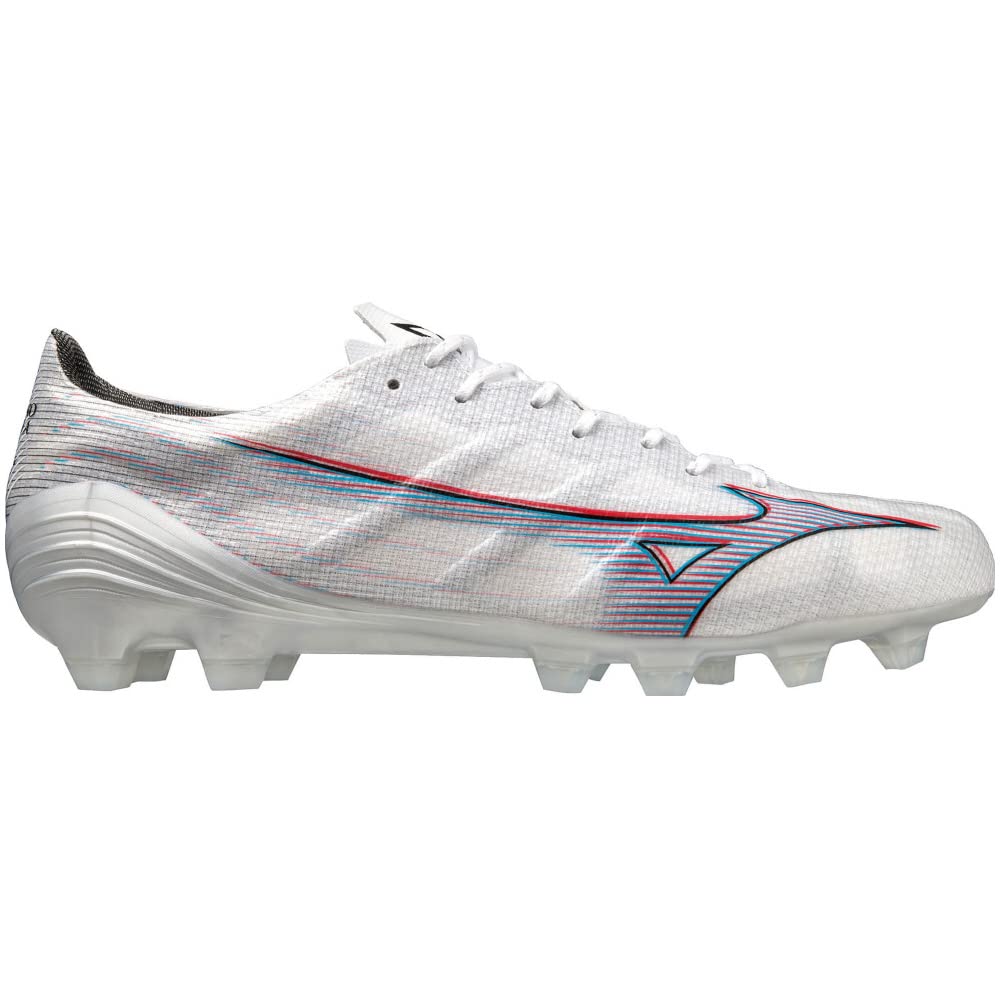 Mizuno Alpha PRO Soccer Size Perfect for Club Activities Cleats, Wide, Lightweight, White/Ignition Red/Blue, 26.0 cm, 2E,