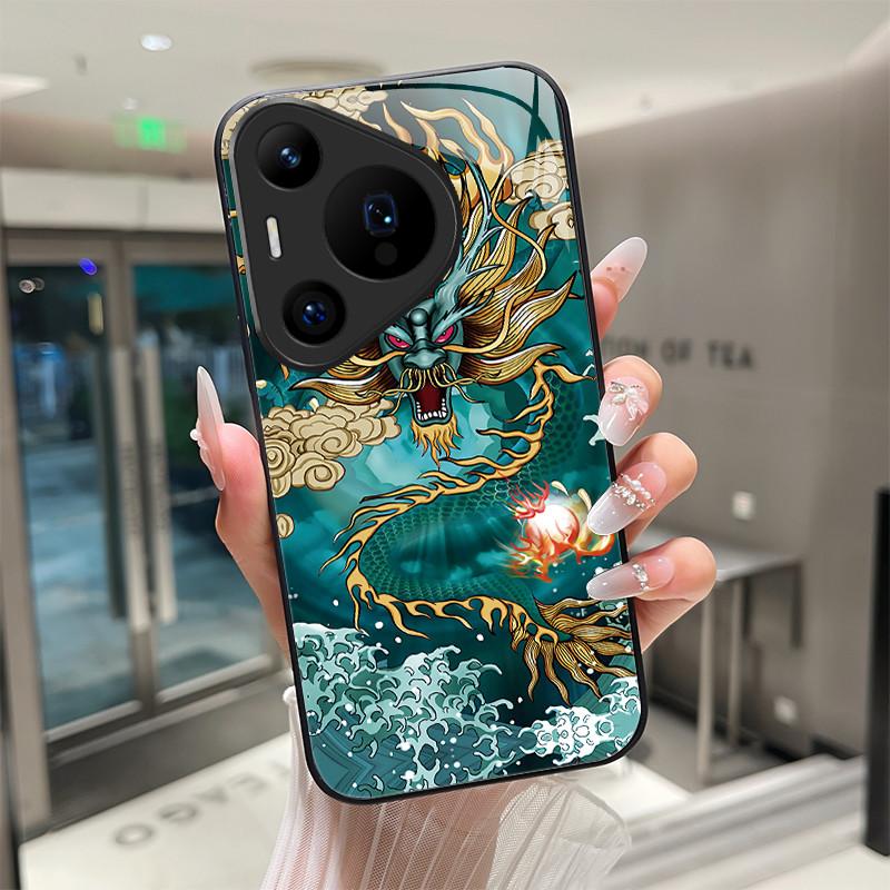 For Huawei Pura 70 Pro Plus P60 P40 Lite Pro Nova 7i 6 SE Tempered Glass Phone Case Protection Cool Dragon Tiger Hard Back Cover