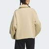 Adidas Spacer 1/2 Zip Track Top Solid Color Loose Fit Pullover Sweatshirt Women Tops Light-Khaki JJ3796