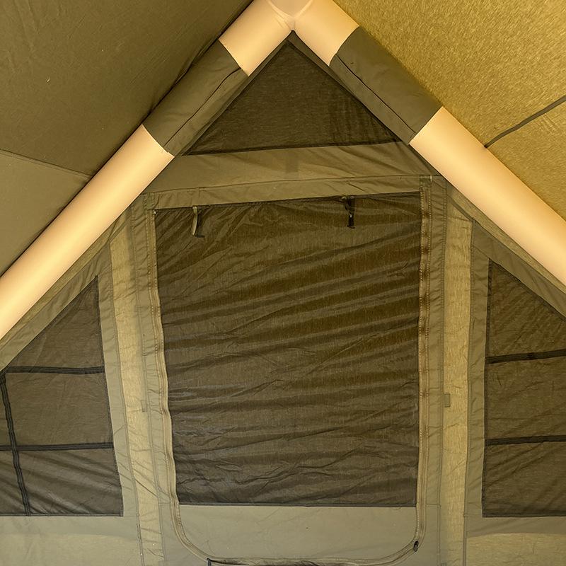 Army Green Windproof Inflatable Tent for Camping and Self-Driving Tours
