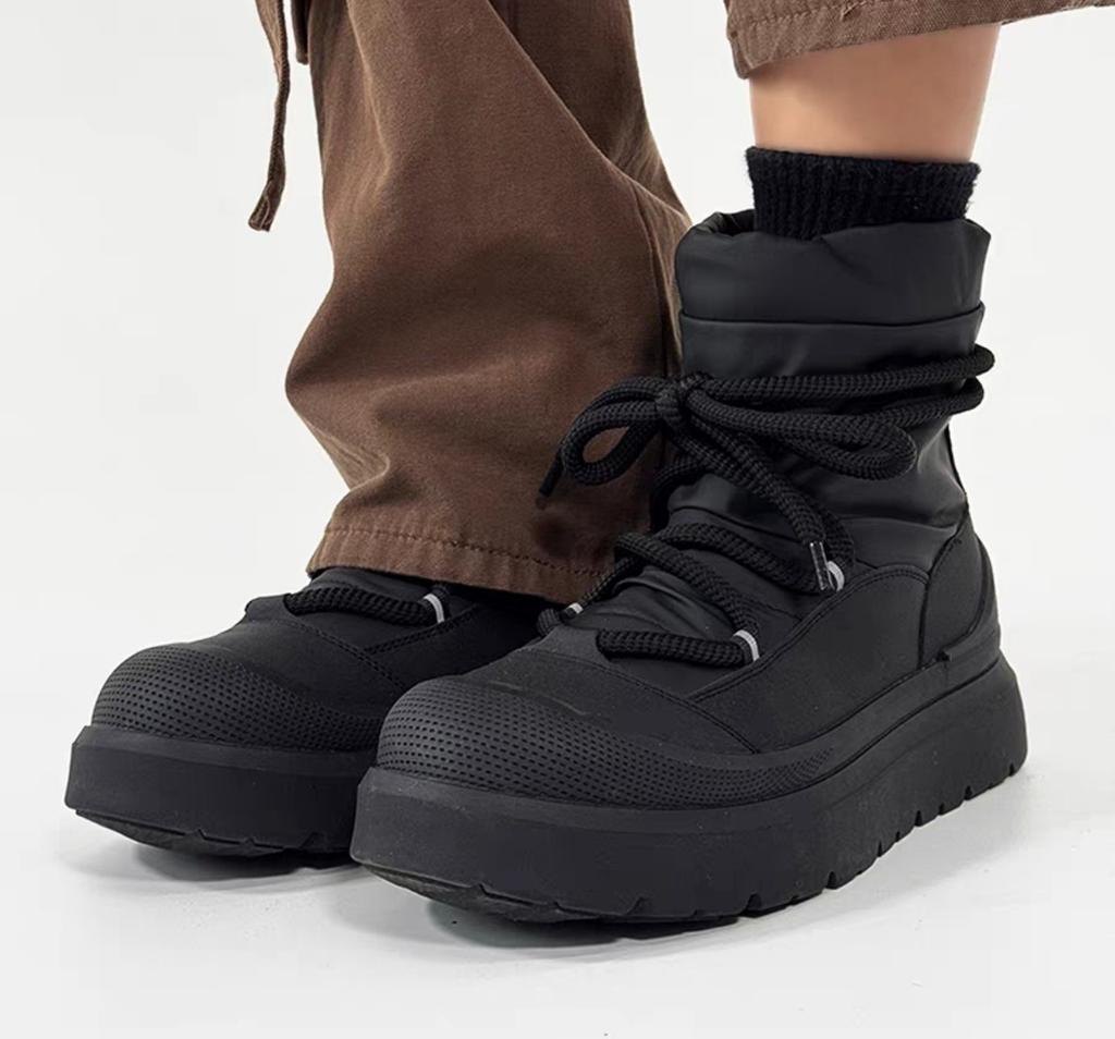 Winter Lace-up Ankle Boots, Men's Snow Boots, Classic Thick-soled Waterproof and Anti-slip Cotton Boots, Women's Ski Boots