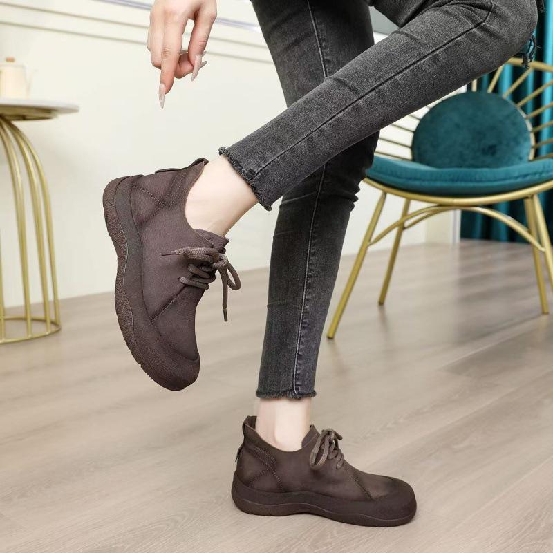 2025 Vintage Brown Ankle Boots: Soft Sole, Genuine Leather, Women's Thick Sole Martin Style