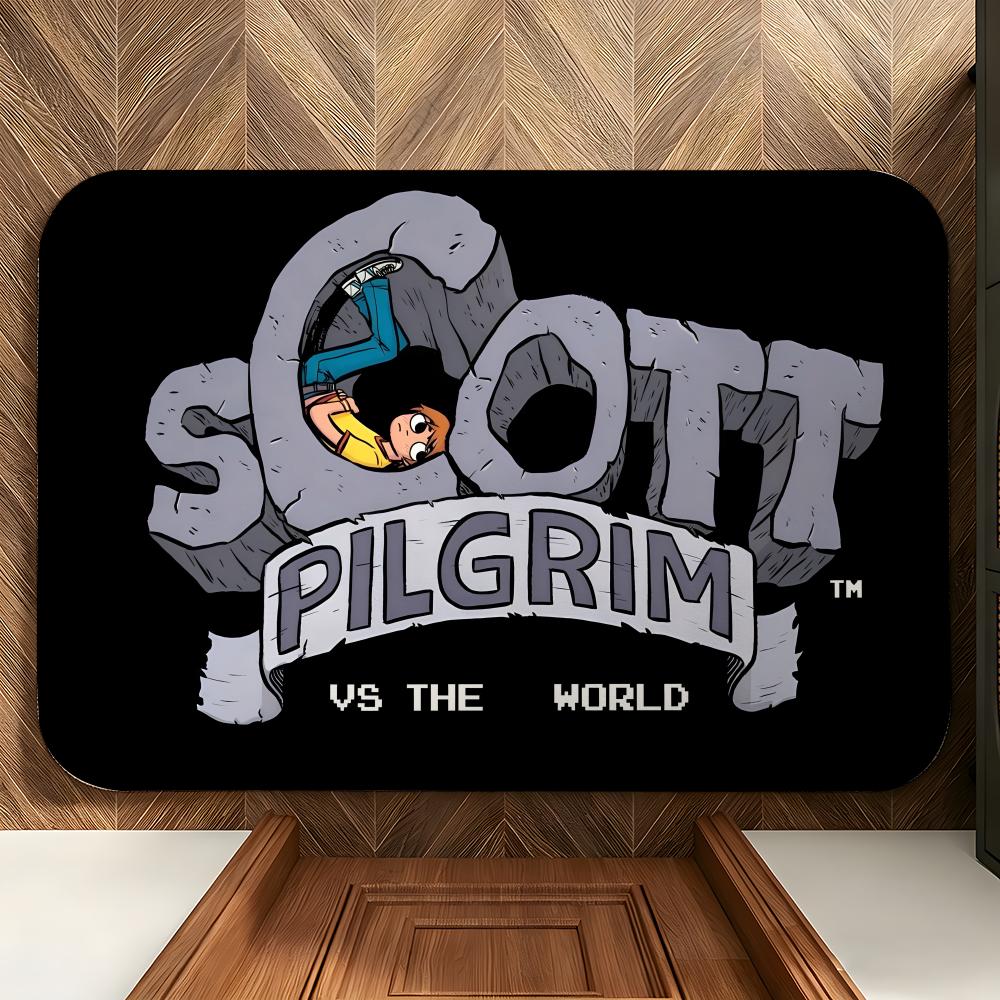Character S-Scott P-Pilgrim Floor Mat Soft Flannel Floor Mat Suitable for Entryways, Living Rooms, Bedrooms, and Bathrooms