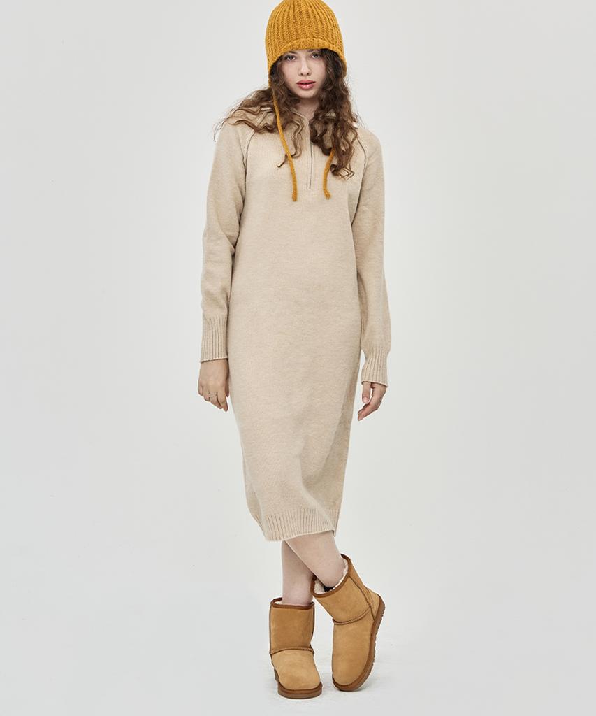 THE-ABON Vicky Half Zip Dress Black