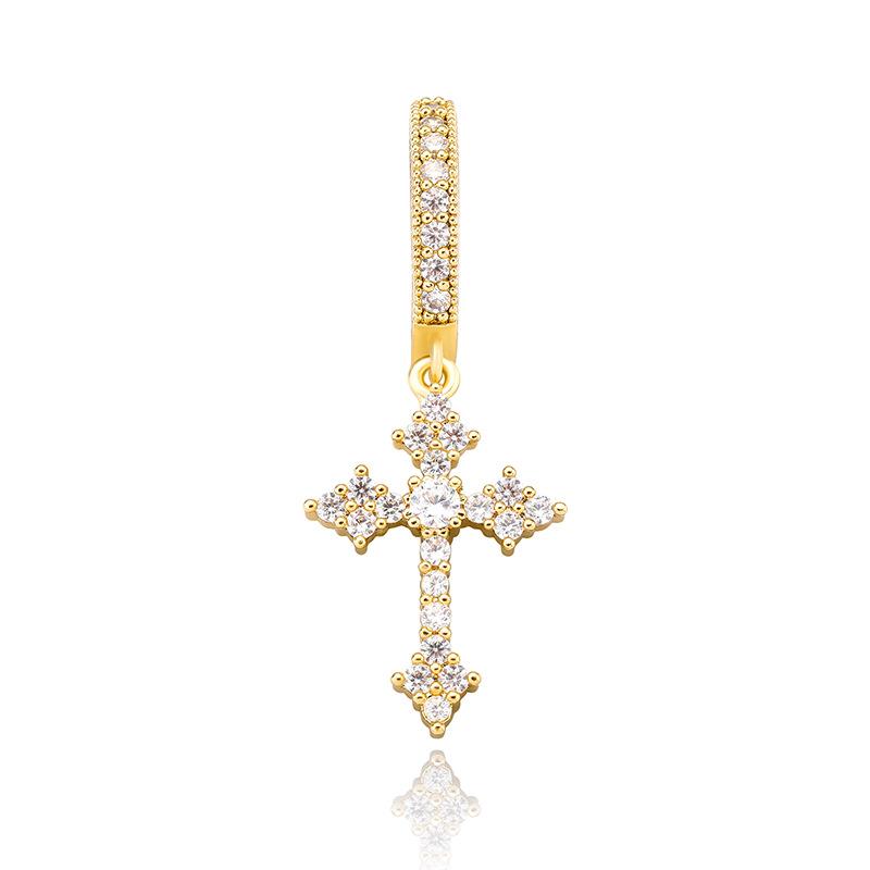 Zirconia Cross Earrings for Men and Women, Unique Stud Earrings, Trendy Hip-Hop Hoop Earrings