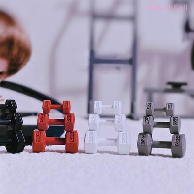 3Pcs Simulation Weightlifting Dumbbell Model Set 1:12 Dollhouse Sports Scene Exercise Machine Decoration Accessories