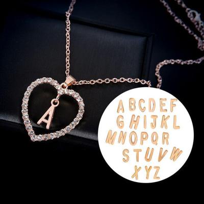 Stylish Diamond Heart Love Letter Necklace