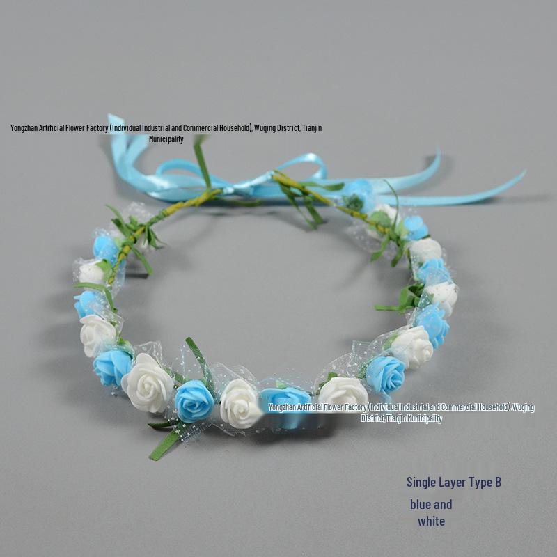 Small PE Rose Flower Headband for Bridesmaid Photography and Decoration