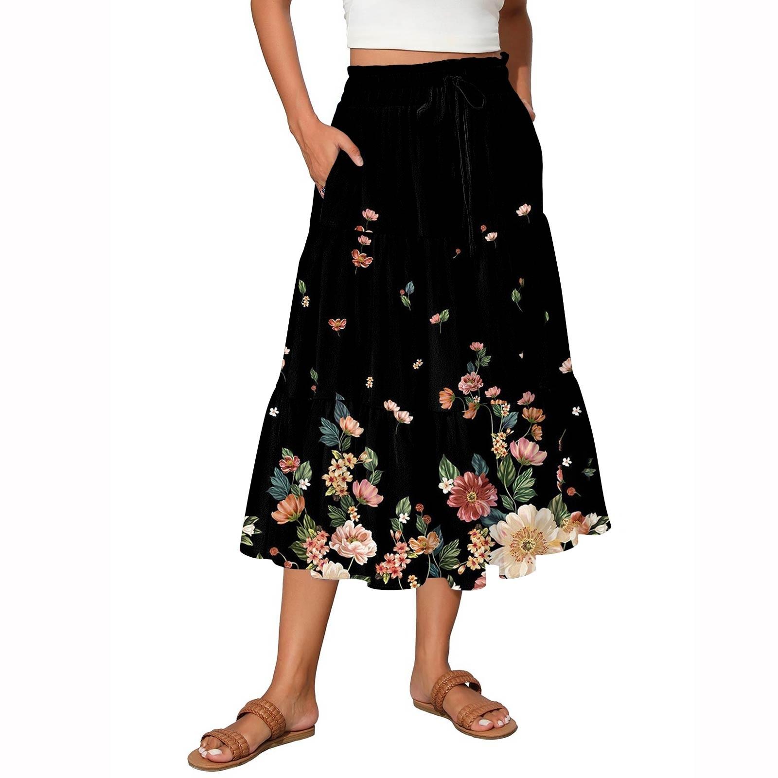 

Женские струящиеся расклешенные юбки-макси с оборками и эластичным поясом, элегантные многослойные длинные юбки в стиле бохо S