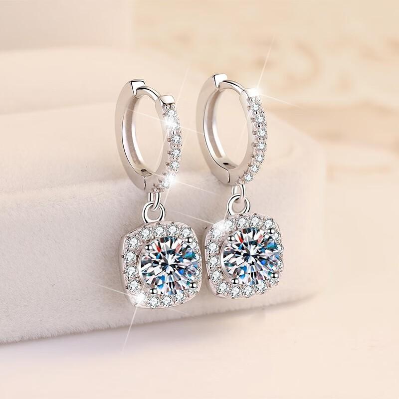 New Exquisite Square Bag Earrings, Ear Buckles, European and American Style Jewelry, Full of Diamond Earrings and Earrings.