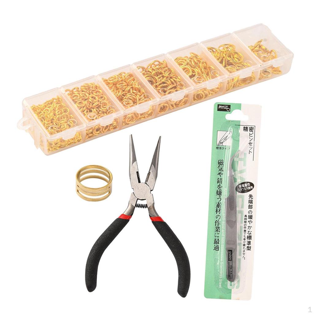Jump Rings Lobster Clasps for DIY Jewelry Making Finger Loop Practical Compact Tweezers Key