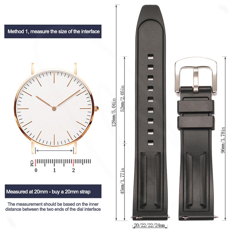 Dust-Free Rubber Waterproof Quick Release Watchband 20mm 22mm 24mm 26mm Black Silicone Strap for Seiko Omega Watch Accessories
