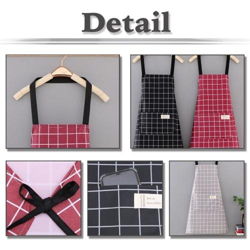 White Fang Plaid Apron with Pockets, Neck Strap, for Cafes, Cooking Classes, Men's and Women's, EP002 (Blue)