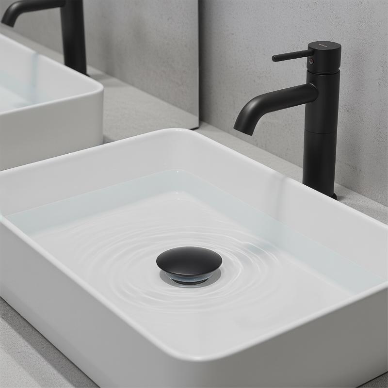 Push Button Silver Chrome 66mm Basin Waste Sink Plug Up Cap Click Clack Replacement for Kitchen Bathroom Drainage