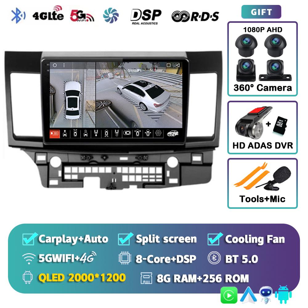 Android 14 WIFI+4G Car Radio For Mitsubishi Lancer 10 CY 2007-2017 Multimedia Video Player Navigation GPS Stereo 2 Din Head Unit