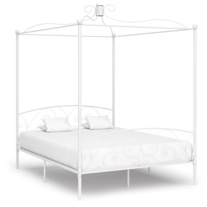 VidaXL Canopy Bed Frames White Metal 160 X 200 Cm