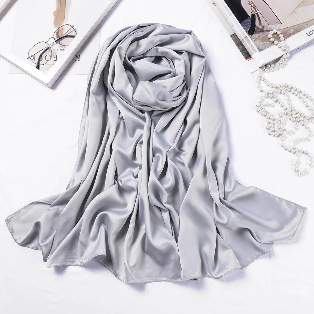 

Long Scarves Shawls Solid Color Silk Satin Hijab Scarf For Women Elegant Neck Scarf Female 70*190cm Big Poncho Scarfs For Ladies 70x180cm