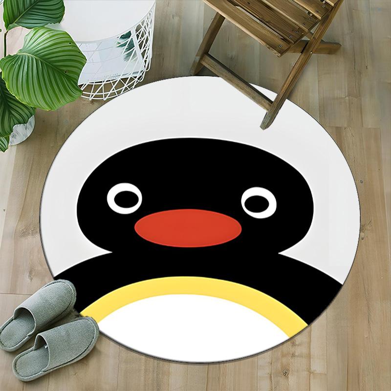 1pc Pingu1 Carpet, Round Rug, Comfortable, Suitable for Entryways, Living Rooms, Office, And Bedrooms, Christmas Decoration
