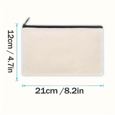 12pcs Blank Canvas Zipper Pouches | Canvas Pencil Case | Canvas Makeup Bag | Blank Canvas Pen Holder | Canvas Cosmetic Bag