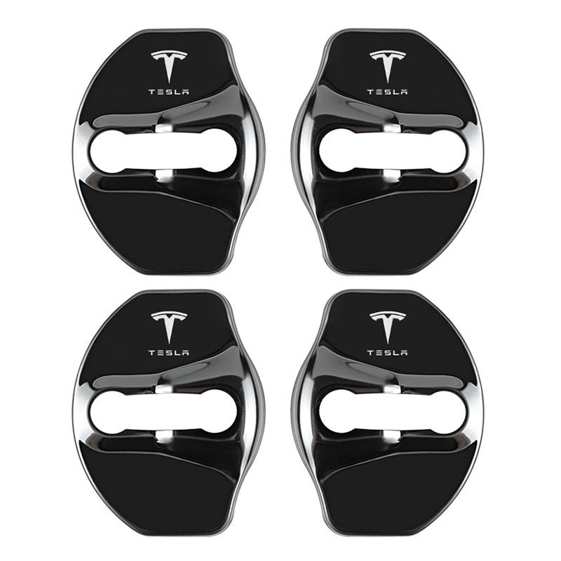 4Pcs Metal Car Door Lock Cap Protective Cover Auto Accessories For Tesla Model-Y Model-3 Model-X Model-S Cybertruck Roadster