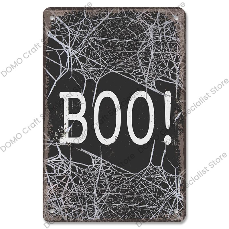 Happy Halloween Retro Poster Metal Plate Jack-O-Lantern Black Cat Witch Metal Tin Signs Vintage Halloween Party Living Room Home